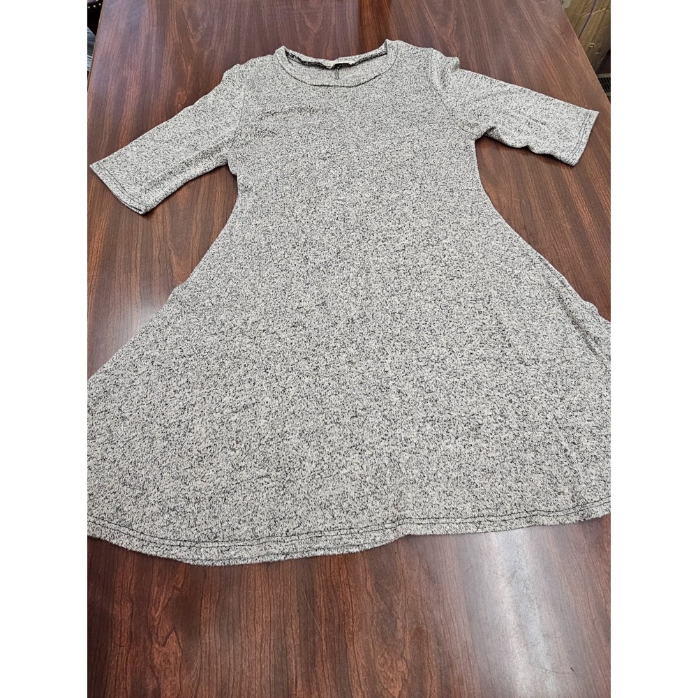Pinc Women's Large Gray Marled Knit A Line Skater Dress Long Sleeve Stretch